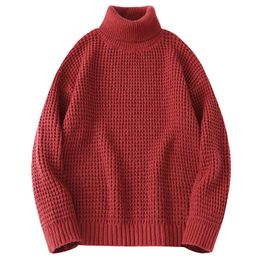 Men's Sweaters Mens Knitted Turtleneck Sweater Men 2022 Winter Casual Oversized Vintage Jumper Male Korean Fashion For