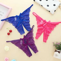 UPDPATE Sexy Crotchless Panties lace Bowknot Transparent Briefs Sexy Women Underwear Thong G Strings Women Clothing