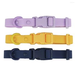 Dog Collars Waterproof Collar For Cats And Dogs Macaron Colour Pet Adjustable PVC Rubberized Webbing Leash