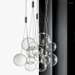 Chandeliers Nordic Glass Ball LED Pendant Lights Transparent Bubble Hanging Lamp Living Room Bedroom Luminaire Suspendu Fixture