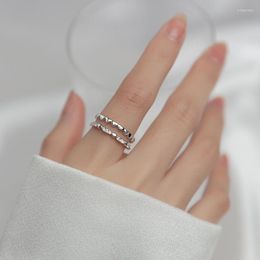 Cluster Rings 1pc Thin 2mm Real. 925-Sterling Silver Jewellery CZ Heart Love Ring Adjustable C-J9108