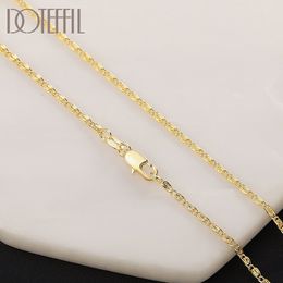 Chokers DOTEFFIL 925 Sterling Silver 1618202224 Inch Gold 2MM Chain Necklace For Women Man Fashion Wedding Gift Jewelry 221207