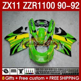 OEM Fairings For KAWASAKI NINJA ZZR1100 ZX 11 R 11R 1990-1992 Body 164No.16 ZX-11 R ZZR 1100 CC ZX-11R ZZR-1100 ZX11R 90 91 92 ZX11 R 1990 1991 1992 Fairing Kit green stock