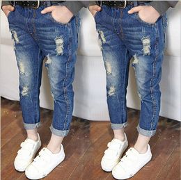 Trousers spring autumn kids jeans pant girl hole denim trousers cool design 221207
