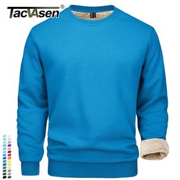 Men's Hoodies Sweatshirts TACVASEN Winter Thicken Fleece Crewneck Sweatshirt Mens Warm Sherpa Lined Heavy Pullover Basic Tops Shirts No Hood Hoodie 221208