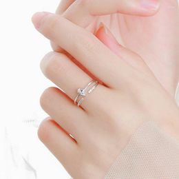 Wedding Rings TURAVZCC Water Drop Clearly Zircon Teardrop Unique Design Double Layer Finger Ring For Women Girl Fashion Jewellery