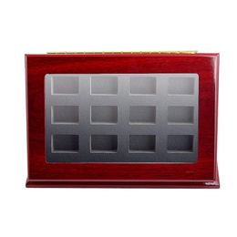 shadow boxes Canada - Sports Championship Rings Wooden Display Case Shadow Box Without Rings 12 Slots Rings Are Not Included2853