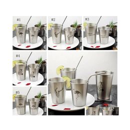 Mugs Coffee Mugs Stainless Steel S Glass Wine Cold Water Cup Car Drinkware Bird Zebra Deer With St 5 Designs Drop Delivery Home Gard Dhzkb