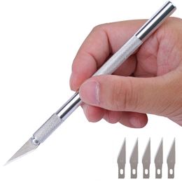 Set Metal Handle Scalpel Blade Knife Wood Paper Cutter Craft Pen Engraving Cutting Supplies DIY Stationery Utility