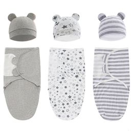 Koce Pullling 100% organicznej bawełny Baby Swaddle Ogapin Zestaw kapeluszu dla niemowląt urodzony 03 miesiąc 221208