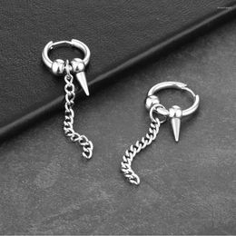 Hoop Earrings Unisex Stainless Steel Punk Chain Tassel Earring Hip-hop Street Rock Men Boys Cone Korea Jewellery