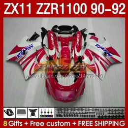 Orenamientos OEM para Kawasaki Ninja ZZR1100 ZX 11 R 11R 1990-1992 Cuerpo 164NO.18 ZX-11 R ZZR 1100 CC ZX-11R ZZR-1100 ZX11R 90 91 92 ZX11 R 1990 1991 CARRA KIT RED RED BLK BLK BLK
