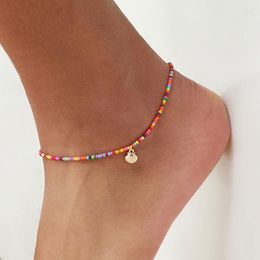 Anklets Outer Banks Seed Beaded Anklet Multicolor For Women Summer Beach Shell Bohemia