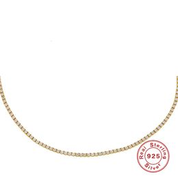 Chokers Chokers CANNER 925 Sterling Silver Hip Hop 2.0mmCZ Tennis Necklace For Women Gold Color Chain Choker Necklaces Fine Jewelry Collar