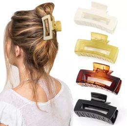 Fashion Party Favour Acrylic Hairs Clips Hairpins Solid Big Hair Claws Elegant Frosted Barrette Headwear Women Girls Hollow Bath Hair Wholesale