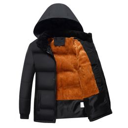 Men's Down Parkas Winter Casual Padded Jacket Hooded Thick Coats Waterproof Medium and Long Size Windbreaker Plush Thicken 1 221207