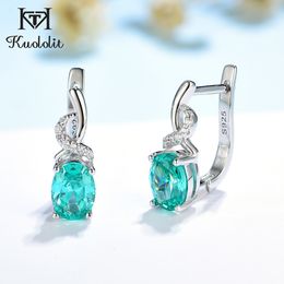 Dangle Chandelier Kuololit Mint Sapphire Gemstone Luxury Clip Earrings for Women Genuine 925 Sterling Silver Green Paraiba Tourmaline 221208
