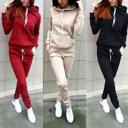Women's Two Piece Pants Simple Autumn Sports Suit Hooded Sweatshirts And Set For Exercise NOV99 221207