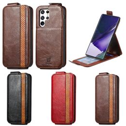 Wallet Phone Cases for Samsung Galaxy S23 S22 S21 S20 Note20 Ultra Note10 Plus Pure Color PU Leather Opening Up and Down Flip Kickstand Cover Case with Card Slots