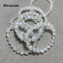 Beaded Necklaces Wholesale Natural 8-8.5mm AAA Rainbow Moonstone Smooth Round Loose Beads For Making Jewellery DIY Necklace 221207