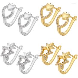 Hoop Earrings ZHUKOU Star&heart Simple Modern Women's 2022 Gold Color Small For Women Jewelry VE670