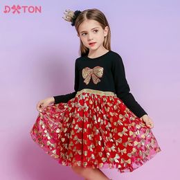 Girls Dresses DXTON Christmas Dress Kids Year Party Princess Reindeer Snowflakes Costumes Children Clothing 312 Years 221208