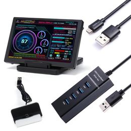 Inch IPS Gaming Display Aluminium Alloy USB HDD Monitor Dislay CPU GPU RAM Monitoring 360 Degree Rotation For Mini ITX Case