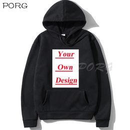 Men's Hoodies Sweatshirts Custom Black White Pink Red Grey Navy Blue Streetwear Winter Mens Unisex Polyester Own Pattern 221208