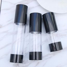 Storage Bottles Portable Airless Bottle Black 1pc Clear Cap Cosmetic Treatment Pump Liquid Shampoo Makeup Container Refillable 15/30/50