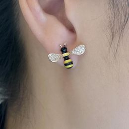 Stud Earrings Fashion Animal Ear Studs Small Fresh And Cute Simple Bee Micro-Inlaid Zircon Jewelry
