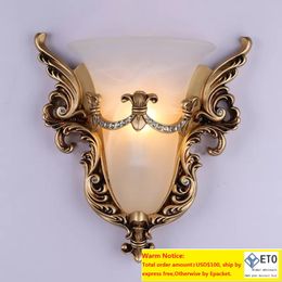 Antique resin wall lamp European wall lamp dining room bedroom bedside lamp living room TV background wall lamps aisle lights