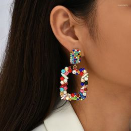 Dangle Earrings Metal Rhinestone Square Geometric Women's Exaggerated Banquet Jewellery Accessories Digadagu