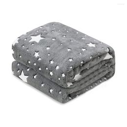 Blankets Flannel Throw Blanket Home Sofa Gray Stars Luminous Office Nap Children Sleeping Travel Accessory 150x200cm