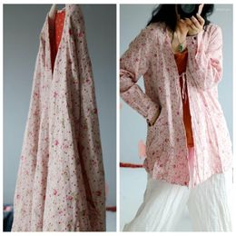 Women's Jackets Women Loose Cotton Linen Printed Coat Outerwear Ladies Summer Thin Jacket Female 2022