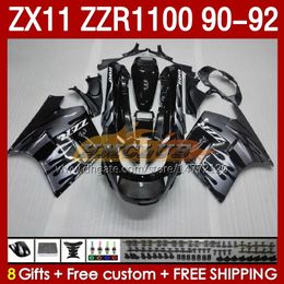 OEM Fairings For KAWASAKI NINJA silvery flames ZZR1100 ZX 11 R 11R 1990-1992 Body 164No.59 ZX-11 R ZZR 1100 CC ZX-11R ZZR-1100 ZX11R 90 91 92 ZX11 R 1990 1991 1992 Fairing Kit