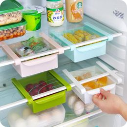 Hooks Refrigerator Storage Holder With Layer Partition Hanging Space Saver Shelf Rack Fridge Pull-out Organiser