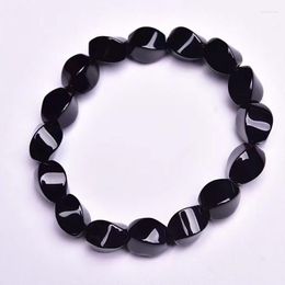 Strand Wholesale Black Natural Crystal Bracelet Twist S Shape Beads Hand Row For Women Men Gift Fashion Jewelry