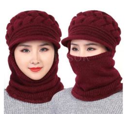 Cappello invernale Berretti Cappello da donna Sciarpa Cappello lavorato a maglia caldo e traspirante per donna Cappucci di protezione a doppio strato de905