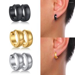 Hoop Earrings Men Women Gold Round For Ear Piercing Punk Stainless Steel Huggie Small 4 Colour