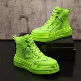 Fashion Leather Men High Tops Sneakers Casual Shoes Hip Hop Height Increasing Shoes Chaussure Homme