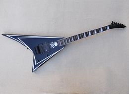 Black V Electric Guitar with White Sticker Floyd Rose Rosewood Fingerboard 24 Frets Can be Customized As Request