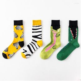 Men's Socks Men Funny Cartoon Crocodile Zebra Seafood Flowers Leaf Geometry Happy Korea Harajuku Street Hip Hop Cotton Autumn