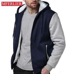 Mens Hoodies Sweatshirts MFERLIER Plus Size Autumn Winter Fleece Hoodie Men 5XL 6XL 7XL 8XL Bust 154cm Casual Large 4 Colours 221207