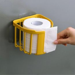 Toilet Paper Holders Punch free Holder Bathroom Kitchen Tissue Box Wall mounted Self adhesive Storage Accessories 221207