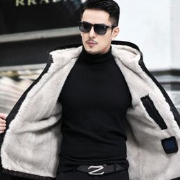 Men's Vests Middle-Aged Cotton-Padded Coat Men's Mid-Length Parka Fur Winter Extra Thick Mink Cashmere Liner