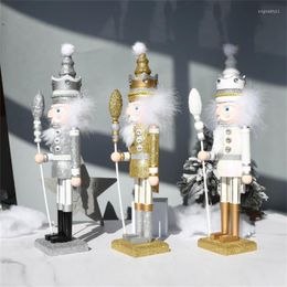 Christmas Decorations 42cm Wooden Nutcracker Solider Figure Model Puppet Doll Handcraft Children Gifts For Home