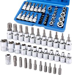 Other Hand Tools 34 Pieces Torx Bit Socket and E Torx Star Set 1 4" 3 8" 1 2" Drive Male Female E torx Security Bits Handheld Tool 221207