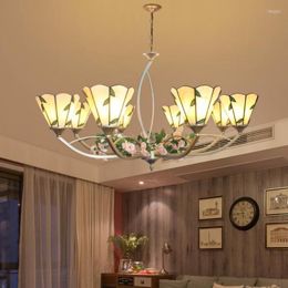 Chandeliers Art Decor Stained Glass Chandelier Lighting For Dining Room Rural Nordic Colour Home Retro E27 Living