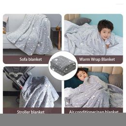 Blankets Flannel Throw Blanket Bedroom Sofa Gray Stars Luminous Kids Warm Comfortable Sleeping Supplies 150x200cm