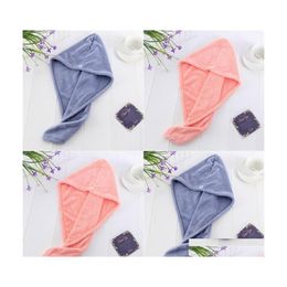 Towel Womens Bath Dry Hair Towel Coral Veet Hooded Towels Polyeter Mti Colours Drying Absorbent Good Hat Arrival 2 5Ch L2 Drop Deliv Dhezr